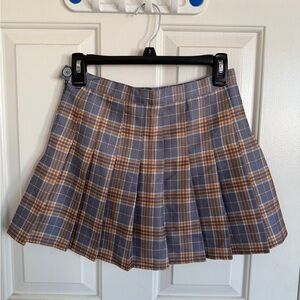 Plaid Pleated Skirt with Built-in Shorts